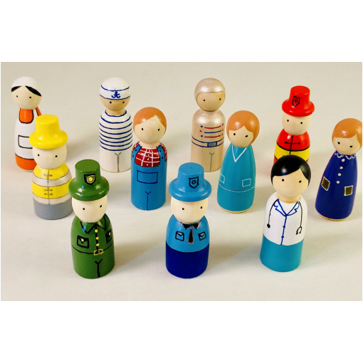 wooden peg dolls of people from around the world